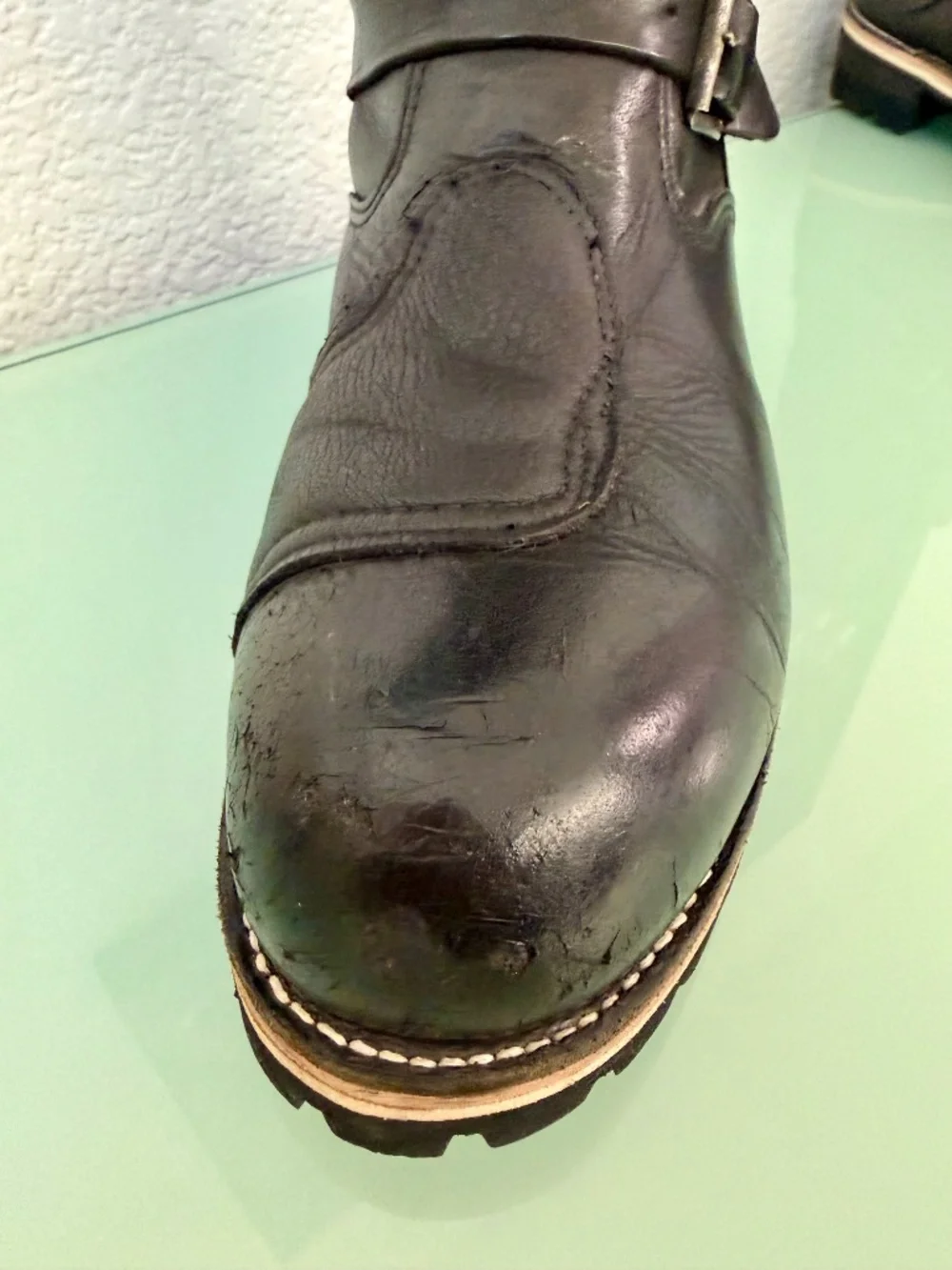 CHIPPEWA Black Leather steel-toed Motorcycle Boots Men's Size 12